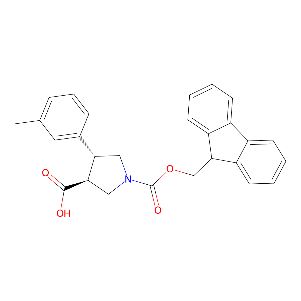 rac-(3R,4S)-1-{[(9H-fluoren-9-yl)methoxy]carbonyl}-4-(3-methylphenyl)pyrrolidine-3-carboxylic acid molecular structure, CAS 2125945-89-1