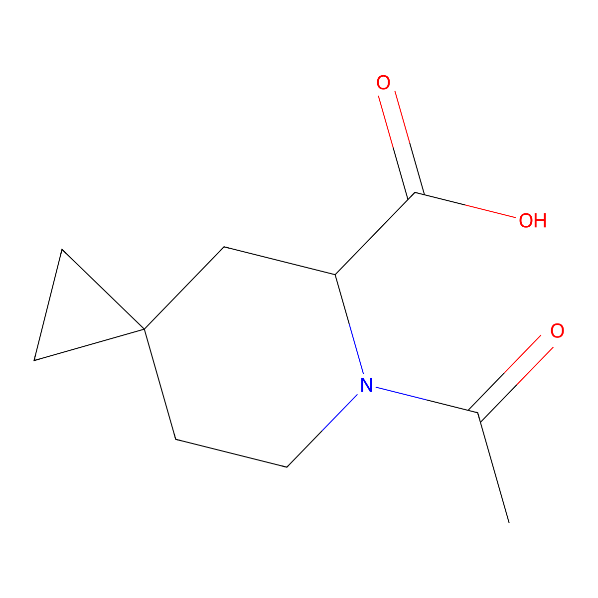 6-Acetyl-6-azaspiro[2.5]octane-5-carboxylic acid molecular structure, CAS 2125996-19-0