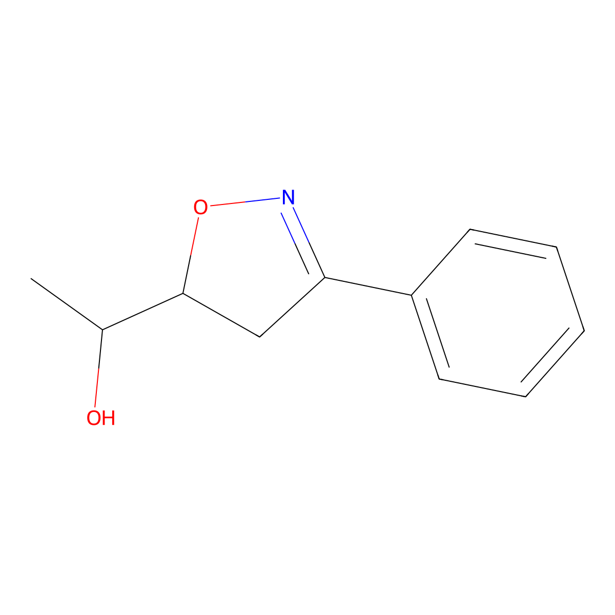 1-(3-Phenyl-4,5-dihydro-1,2-oxazol-5-yl)ethan-1-ol molecular structure, CAS 2126-01-4