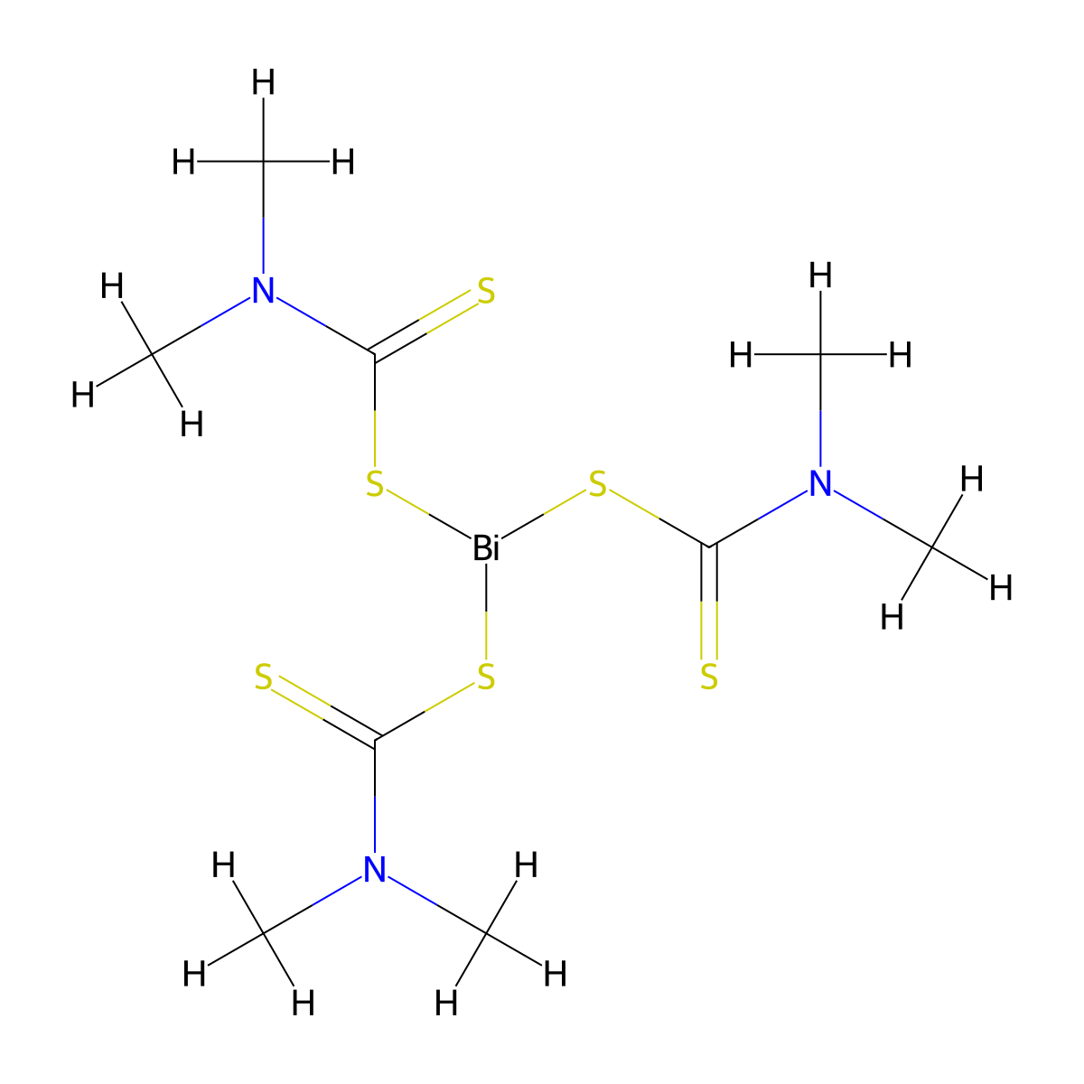 Bismuth tris(dimethyldithiocarbamate) molecular structure, CAS 21260-46-8