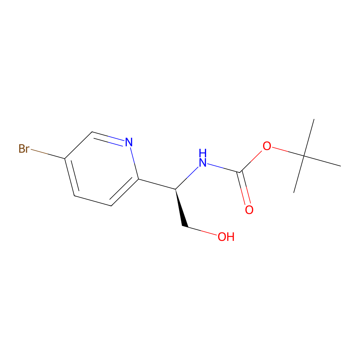 (R)-tert-Butyl (1-(5-bromopyridin-2-yl)-2-hydroxyethyl)carbamate molecular structure, CAS 2126088-15-9