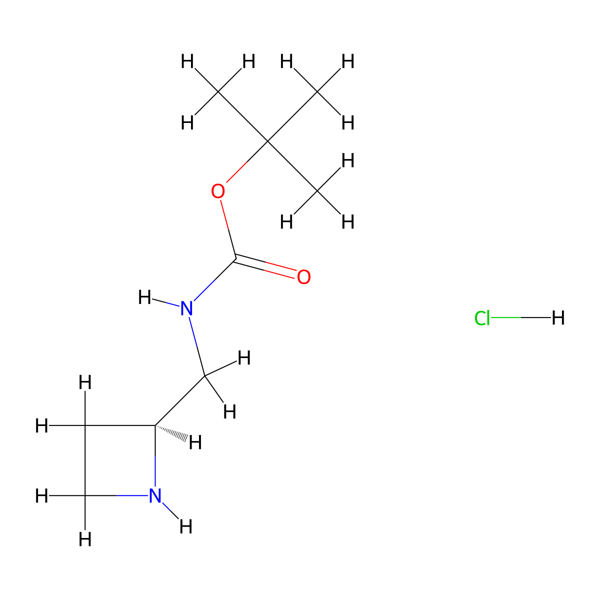 tert-butyl N-{[(2S)-azetidin-2-yl]methyl}carbamate hydrochloride molecular structure, CAS 2126088-17-1