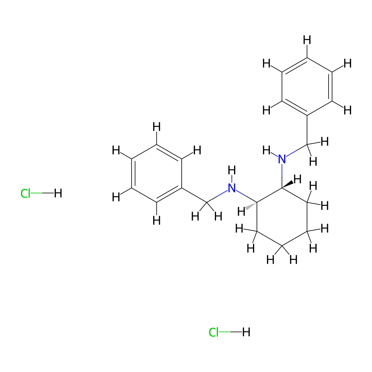 (1R,2R)-N,N'-Bis(phenylmethyl)-1,2-cyclohexanediamine Dihydrochloride molecular structure, CAS 212611-88-6