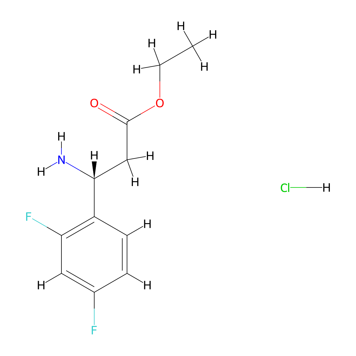 ethyl (3R)-3-amino-3-(2,4-difluorophenyl)propanoate hydrochloride molecular structure, CAS 2126142-97-8