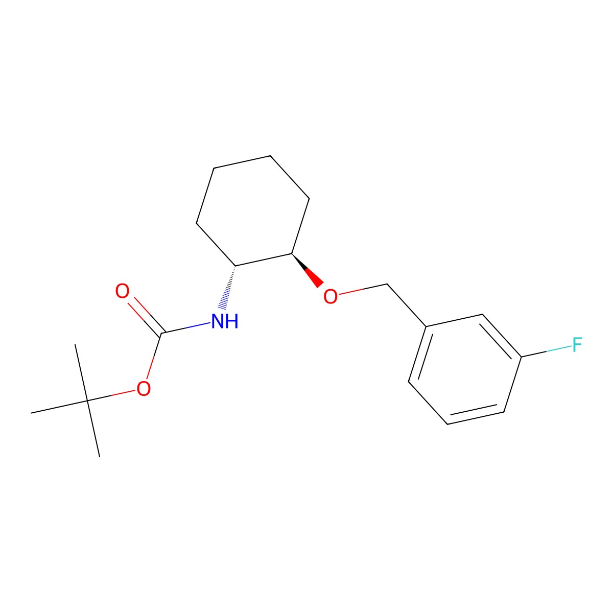 tert-Butyl ((1R,2R)-2-((3-fluorobenzyl)oxy)cyclohexyl)carbamate molecular structure, CAS 2126143-16-4