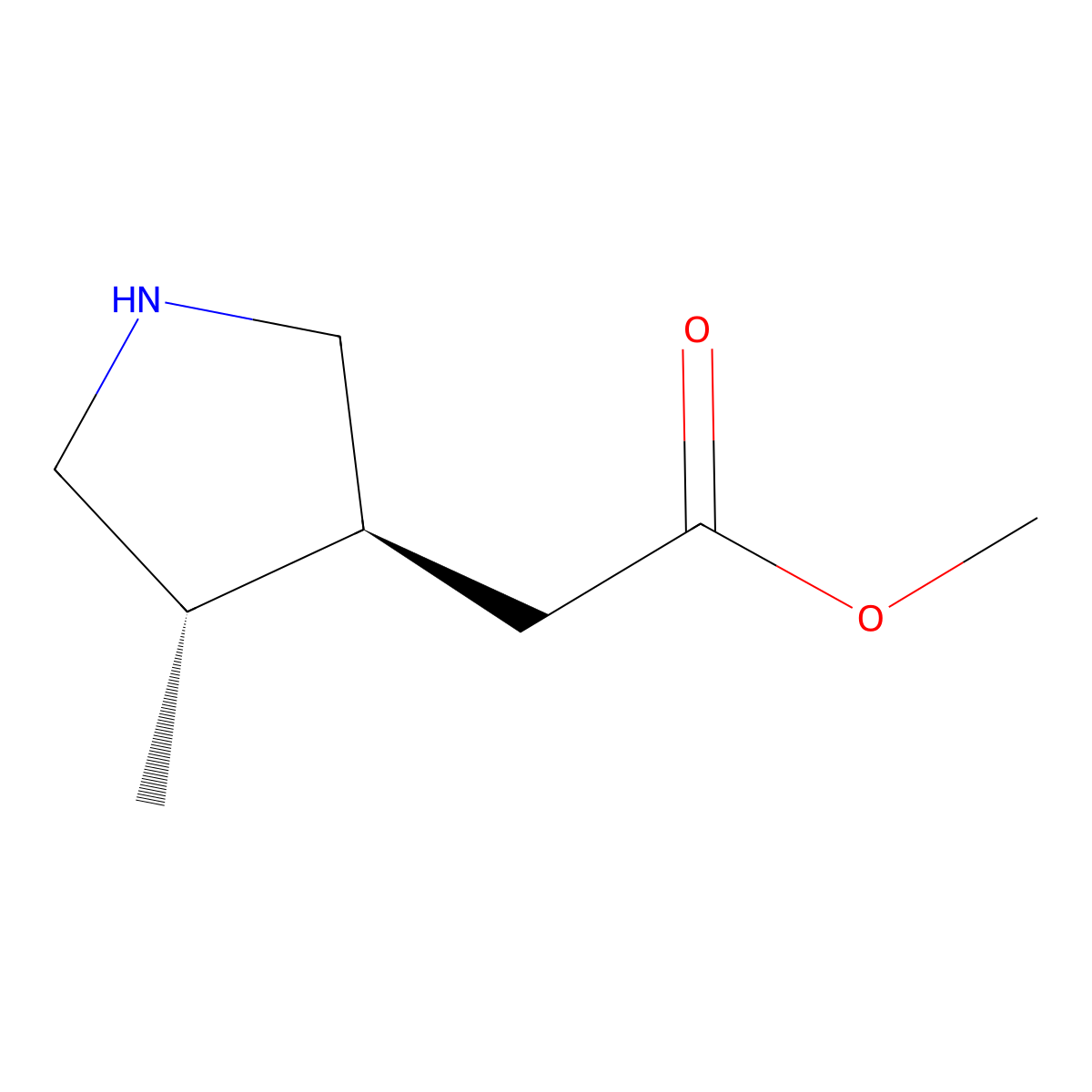 rac-methyl 2-[(3R,4R)-4-methylpyrrolidin-3-yl]acetate molecular structure, CAS 2126143-31-3