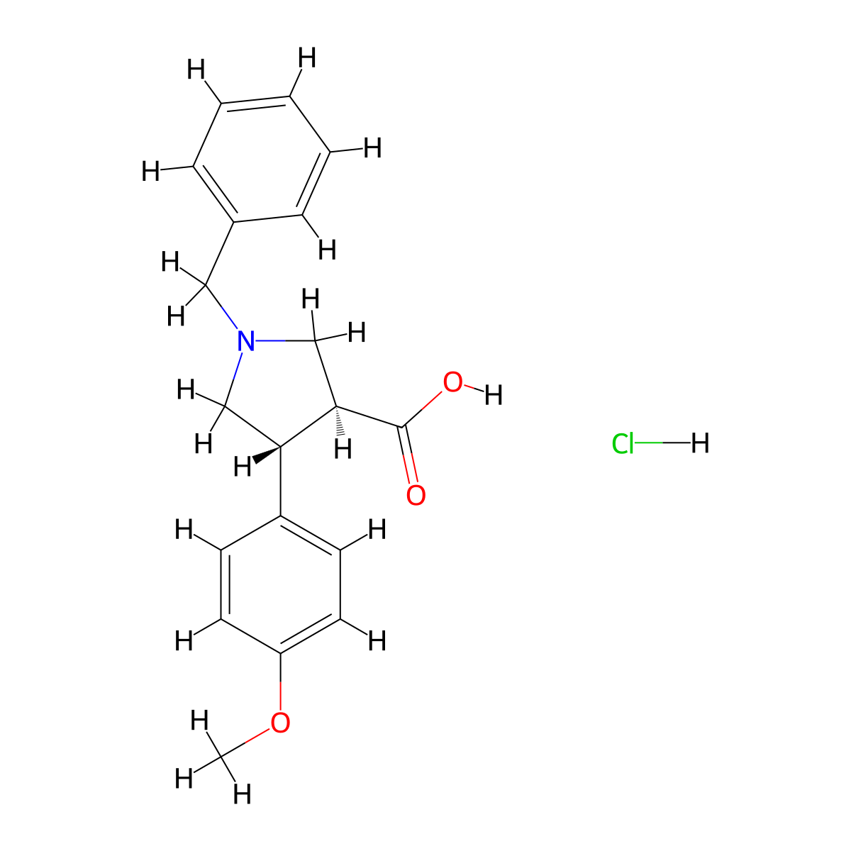 trans-1-Benzyl-4-(4-methoxyphenyl)pyrrolidine-3-carboxylic acid hydrochloride molecular structure, CAS 2126143-35-7