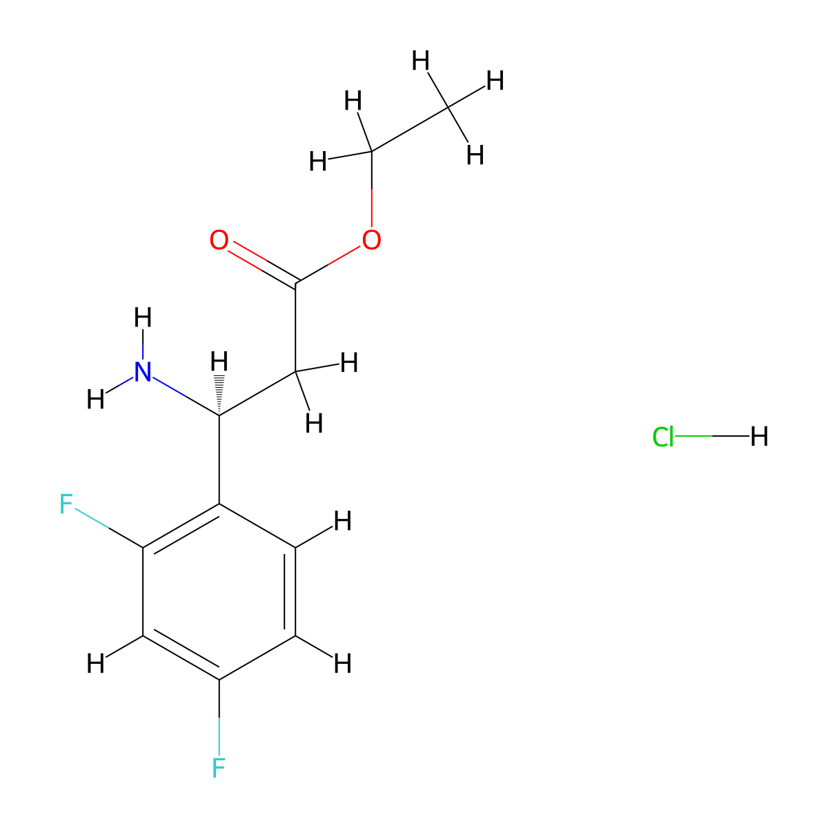 ethyl (3S)-3-amino-3-(2,4-difluorophenyl)propanoate hydrochloride molecular structure, CAS 2126143-52-8