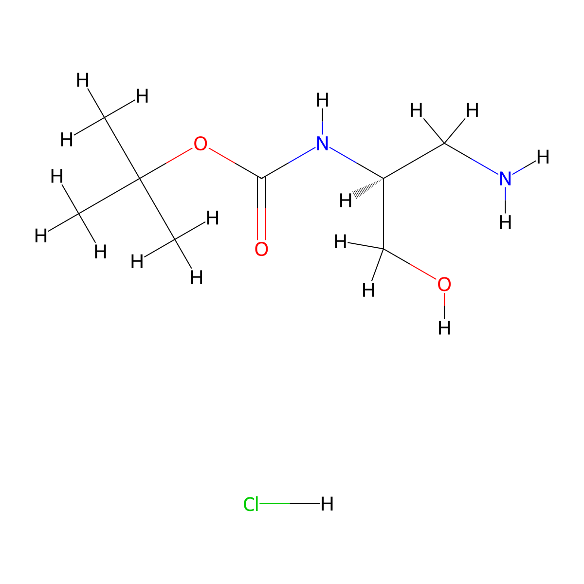 tert-butyl N-[(2S)-1-amino-3-hydroxypropan-2-yl]carbamate hydrochloride molecular structure, CAS 2126143-62-0