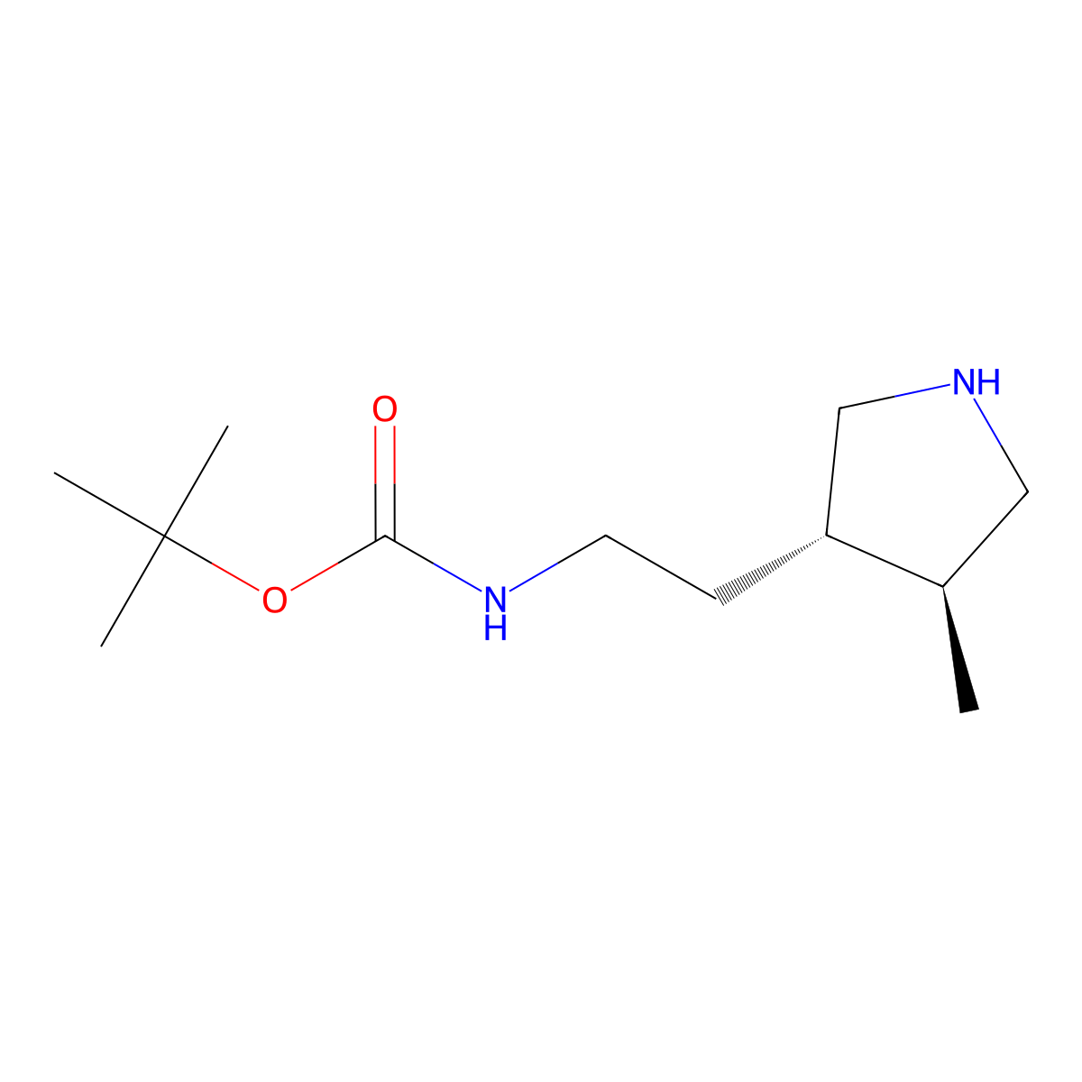 Tert-butyl N-[2-[(3S,4S)-4-methylpyrrolidin-3-yl]ethyl]carbamate molecular structure, CAS 2126143-63-1