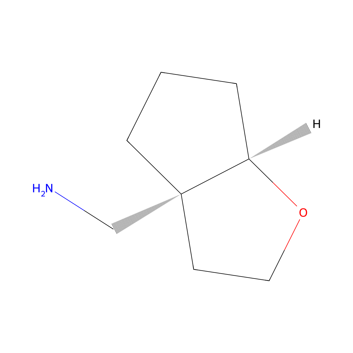 rac-1-[(3aR,6aR)-hexahydro-2H-cyclopenta[b]furan-3a-yl]methanamine molecular structure, CAS 2126143-64-2