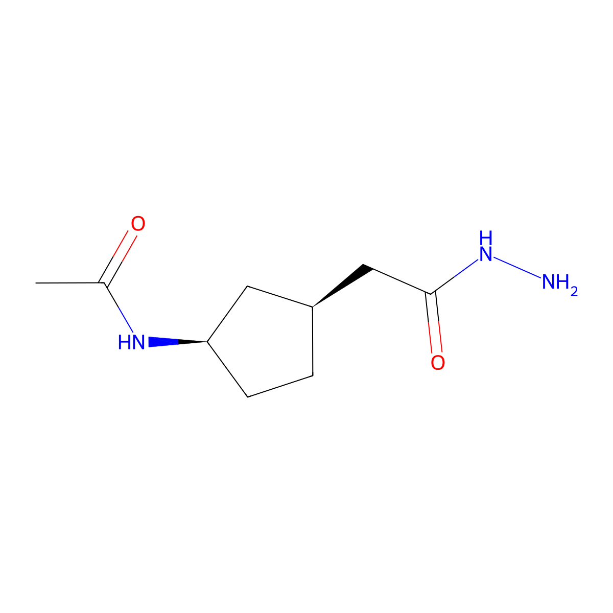 rac-N-[(1R,3S)-3-[(hydrazinecarbonyl)methyl]cyclopentyl]acetamide molecular structure, CAS 2126143-89-1
