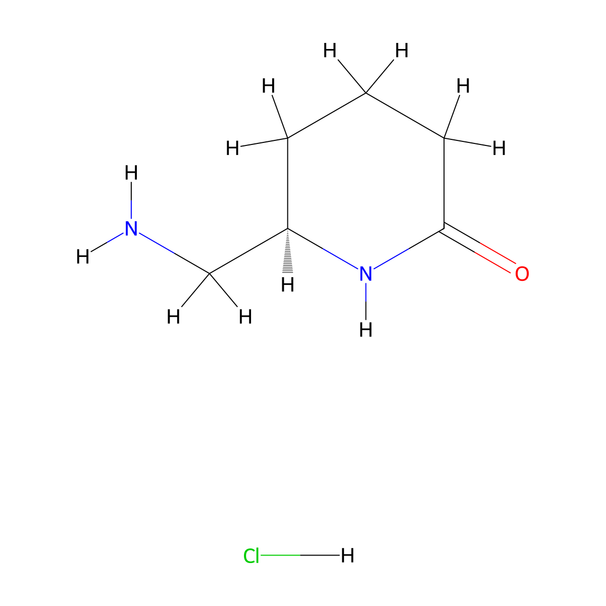 (6R)-6-(aminomethyl)piperidin-2-one hydrochloride molecular structure, CAS 2126143-91-5