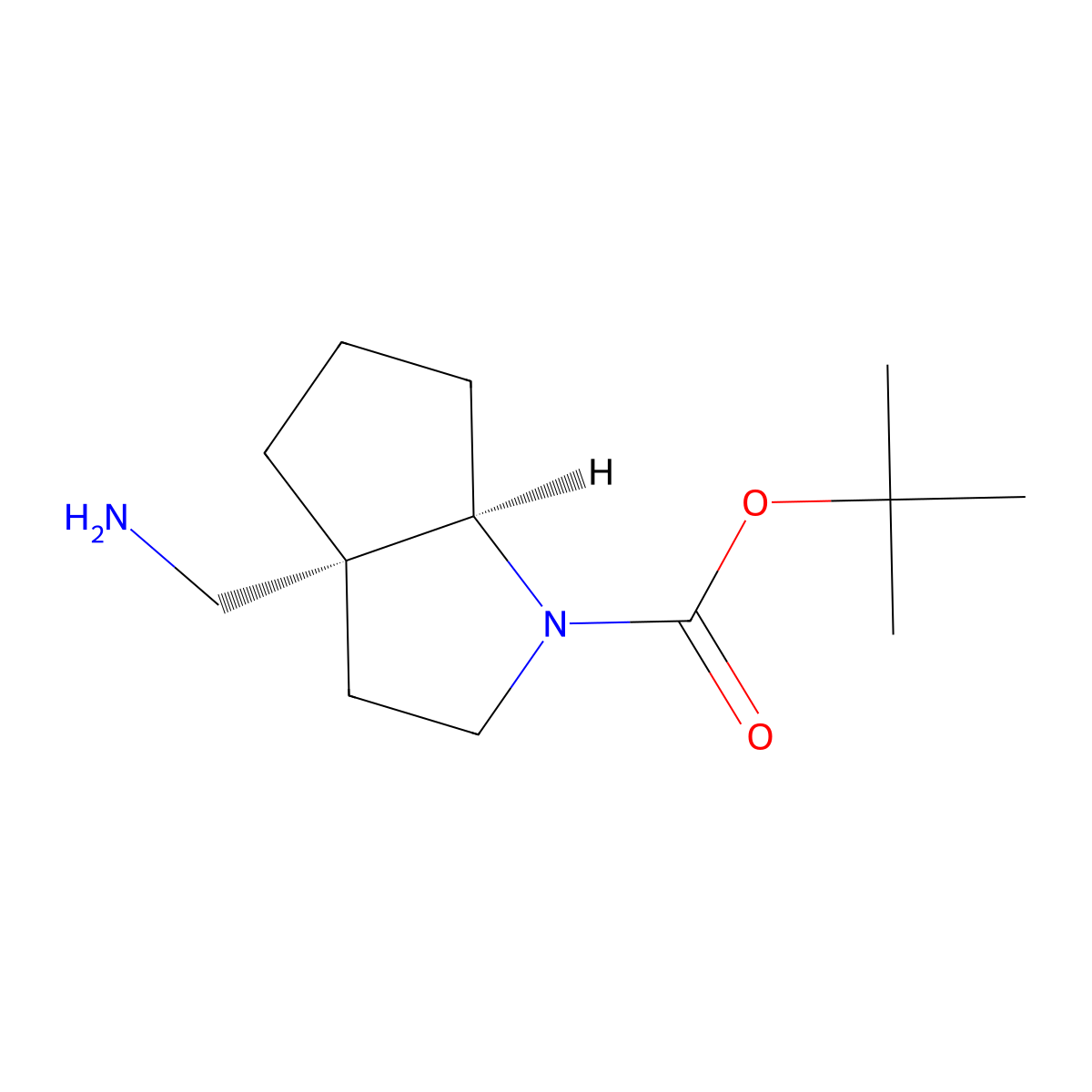 rac-tert-butyl (3aR,6aR)-3a-(aminomethyl)-octahydrocyclopenta[b]pyrrole-1-carboxylate molecular structure, CAS 2126144-33-8