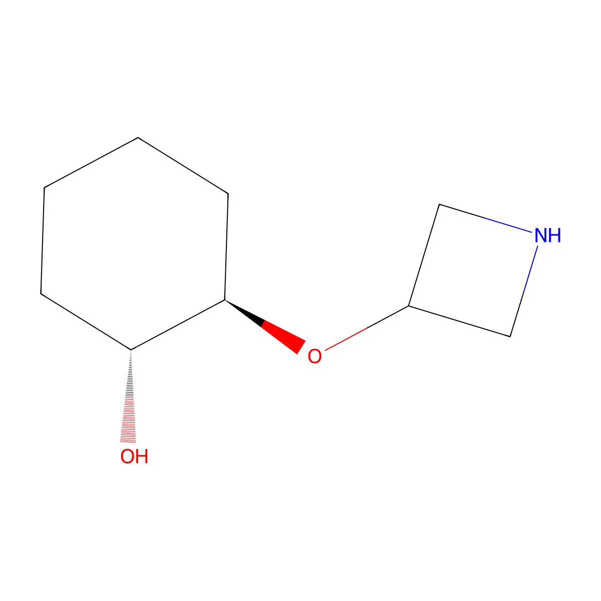 rac-(1R,2R)-2-(azetidin-3-yloxy)cyclohexan-1-ol molecular structure, CAS 2126144-42-9