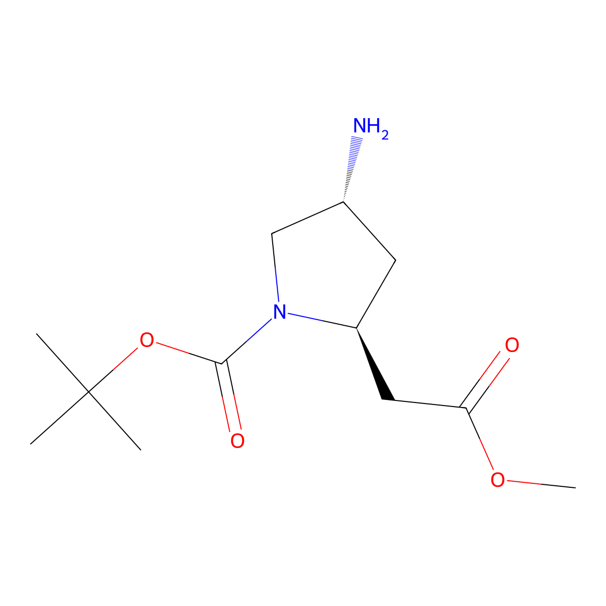Tert-butyl (2S,4R)-4-amino-2-(2-methoxy-2-oxoethyl)pyrrolidine-1-carboxylate molecular structure, CAS 2126144-65-6