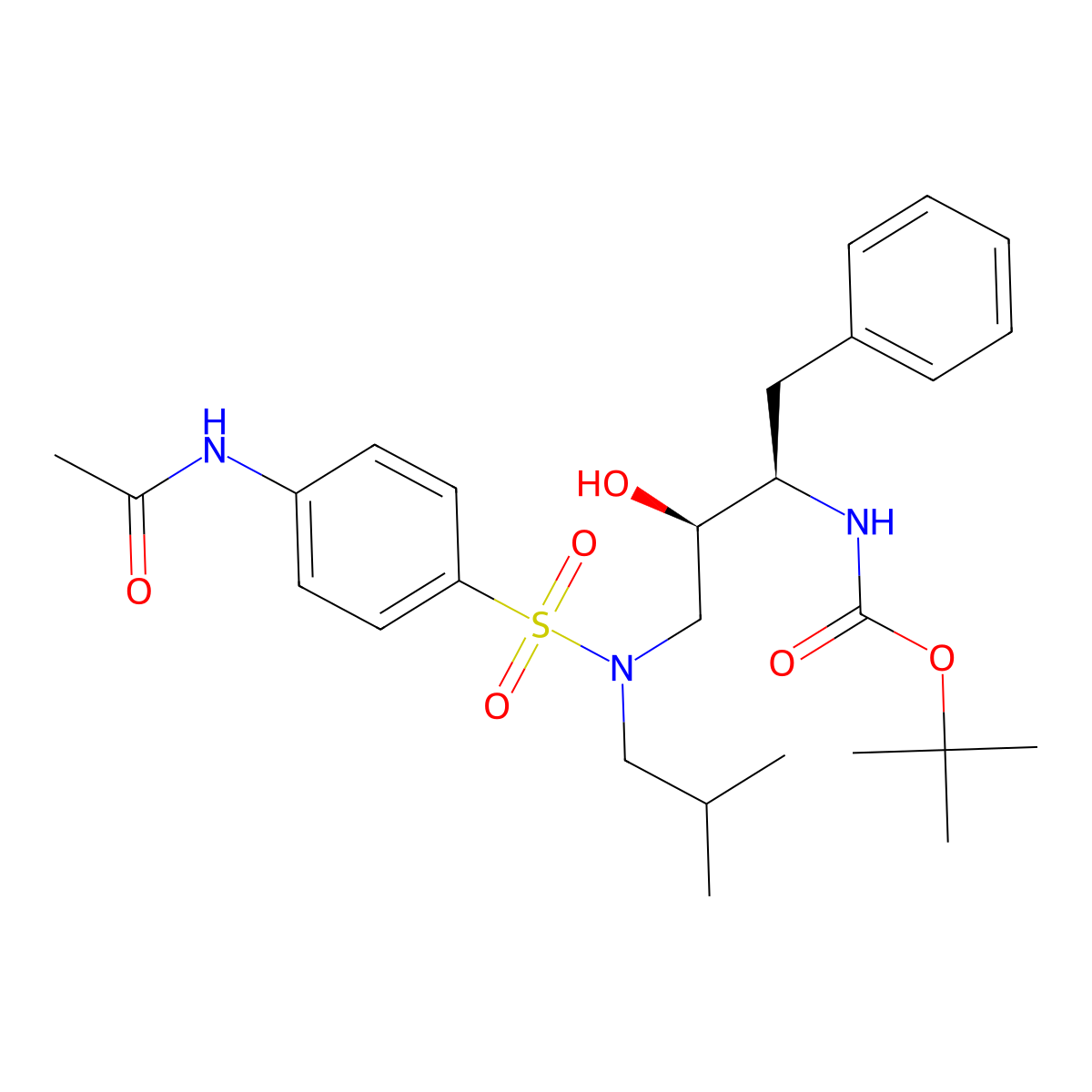 tert-Butyl ((2R,3R)-4-(4-acetamido-N-isobutylphenylsulfonamido)-3-hydroxy-1-phenylbutan-2-yl)carbamate molecular structure, CAS 2126144-72-5