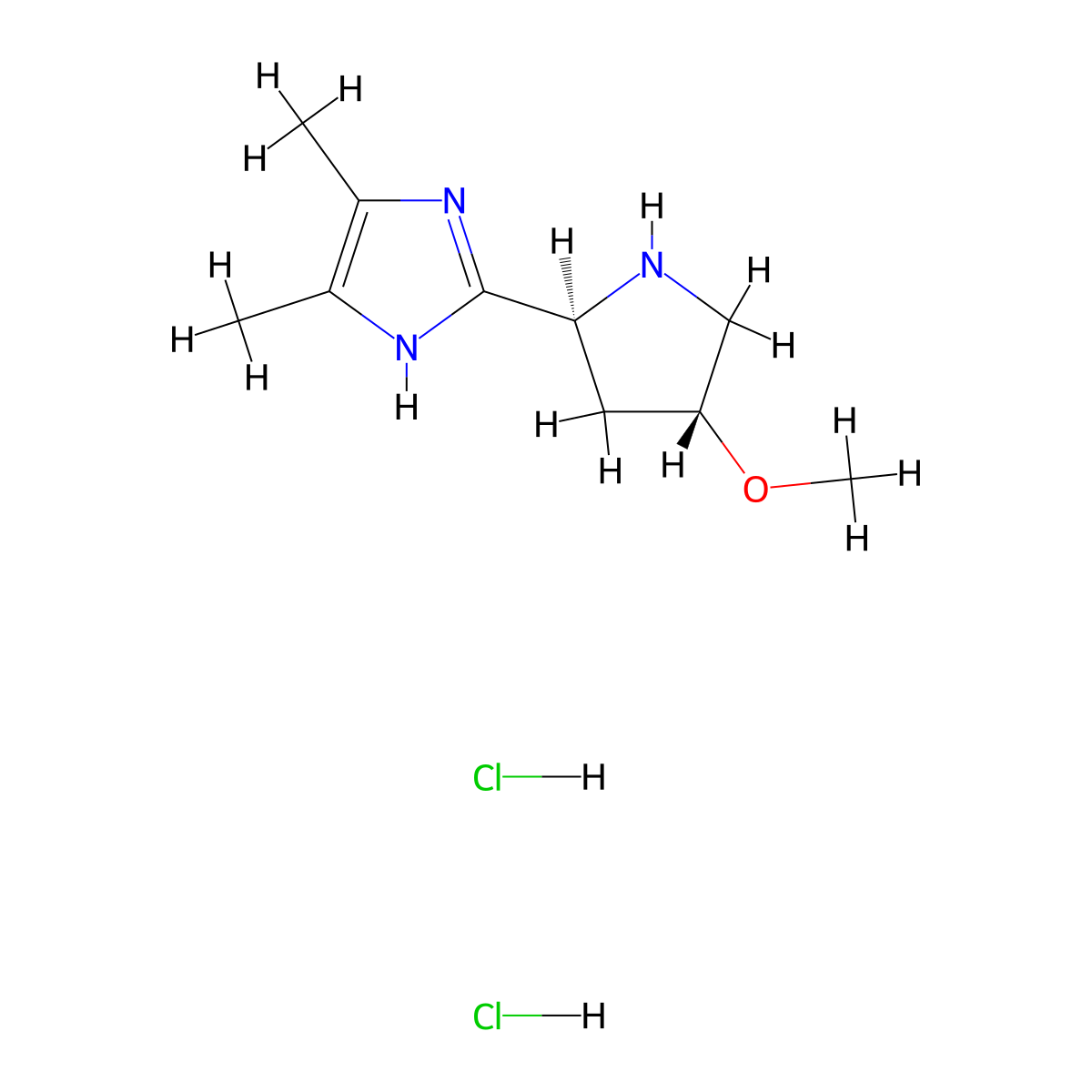 2-[(2S,4R)-4-methoxypyrrolidin-2-yl]-4,5-dimethyl-1H-imidazole dihydrochloride molecular structure, CAS 2126144-87-2