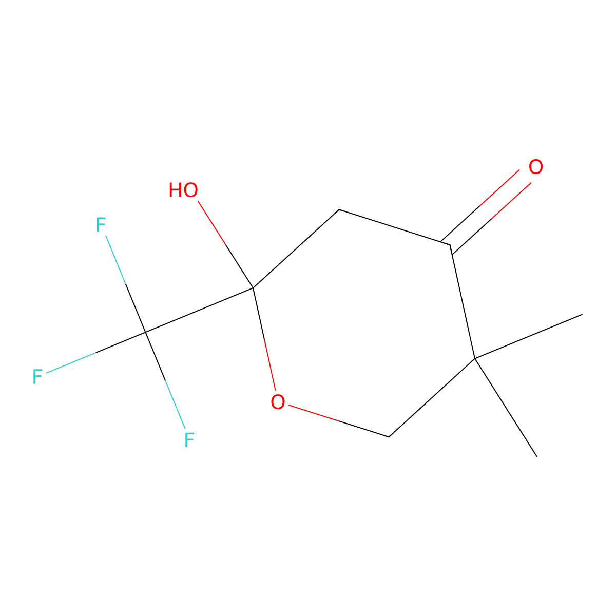 2-Hydroxy-5,5-dimethyl-2-(trifluoromethyl)tetrahydro-4H-pyran-4-one molecular structure, CAS 212615-80-0