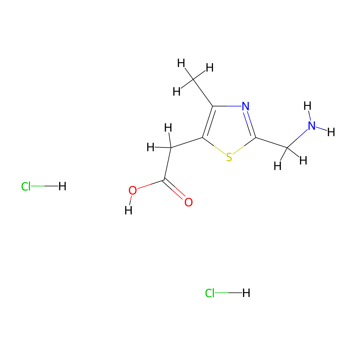 2-(2-(Aminomethyl)-4-methyl-1,3-thiazol-5-yl)acetic acid dihydrochloride molecular structure, CAS 2126159-48-4