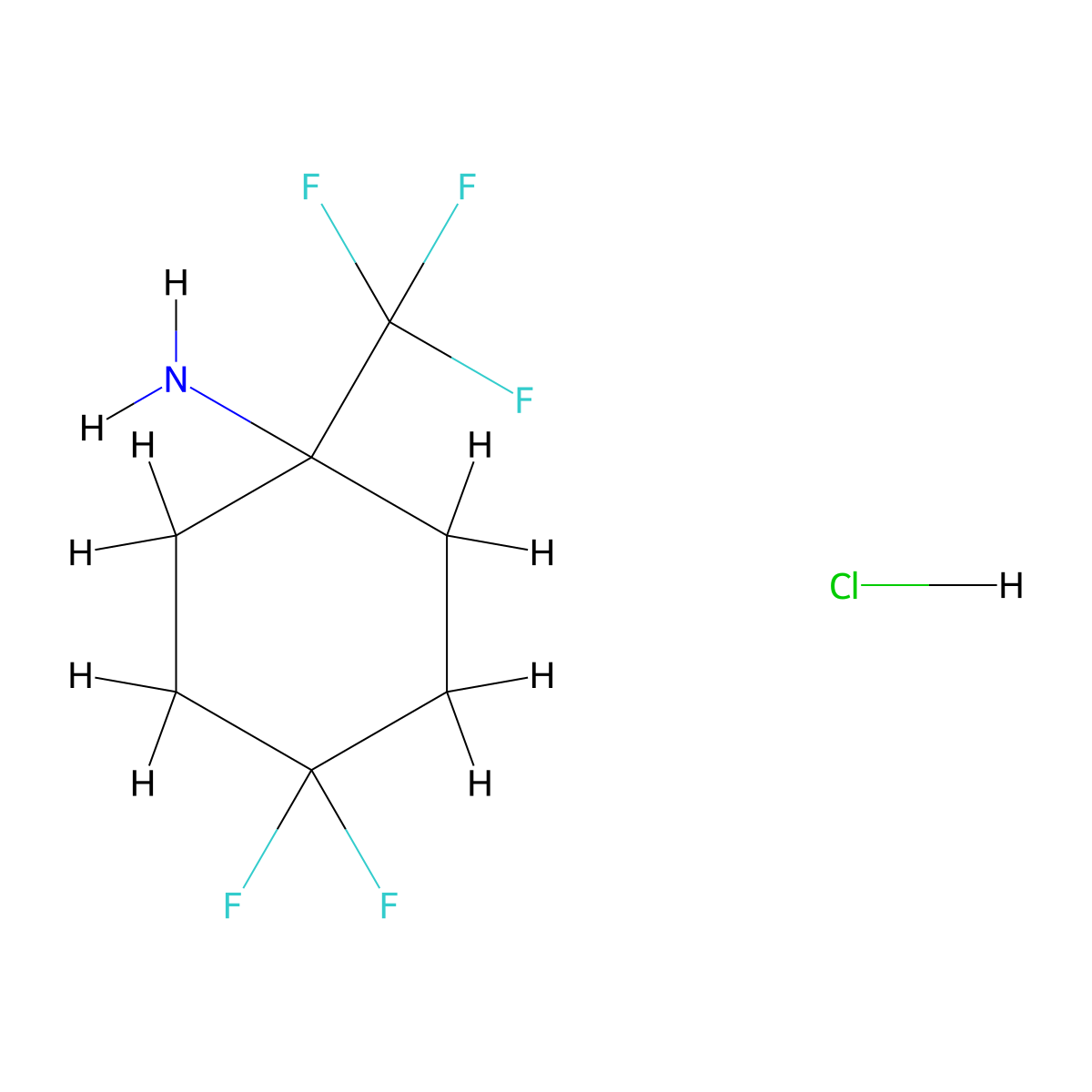4,4-Difluoro-1-(trifluoromethyl)cyclohexan-1-amine hydrochloride molecular structure, CAS 2126159-54-2