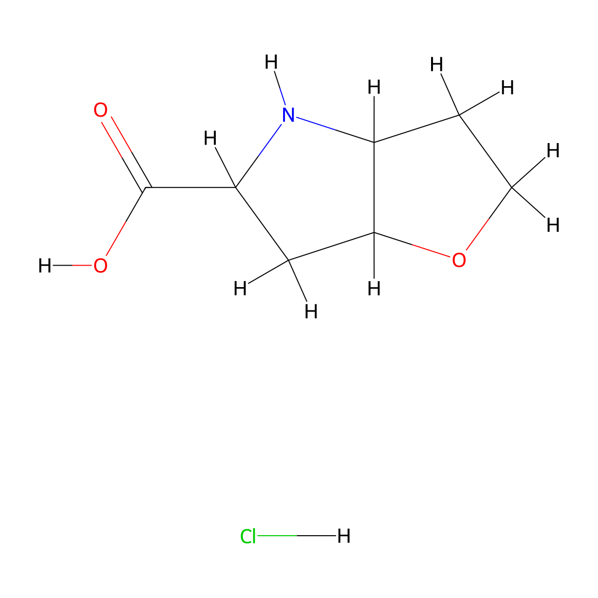 Hexahydro-2H-furo[3,2-b]pyrrole-5-carboxylic acid hydrochloride molecular structure, CAS 2126159-59-7