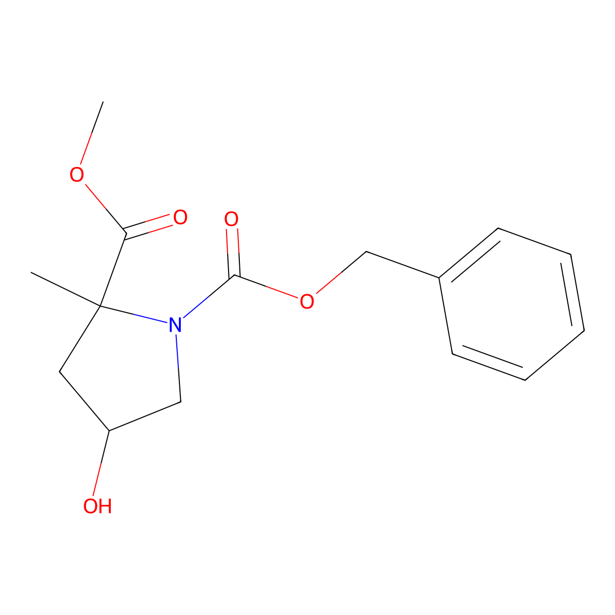 1-Benzyl 2-methyl 4-hydroxy-2-methylpyrrolidine-1,2-dicarboxylate molecular structure, CAS 2126159-65-5