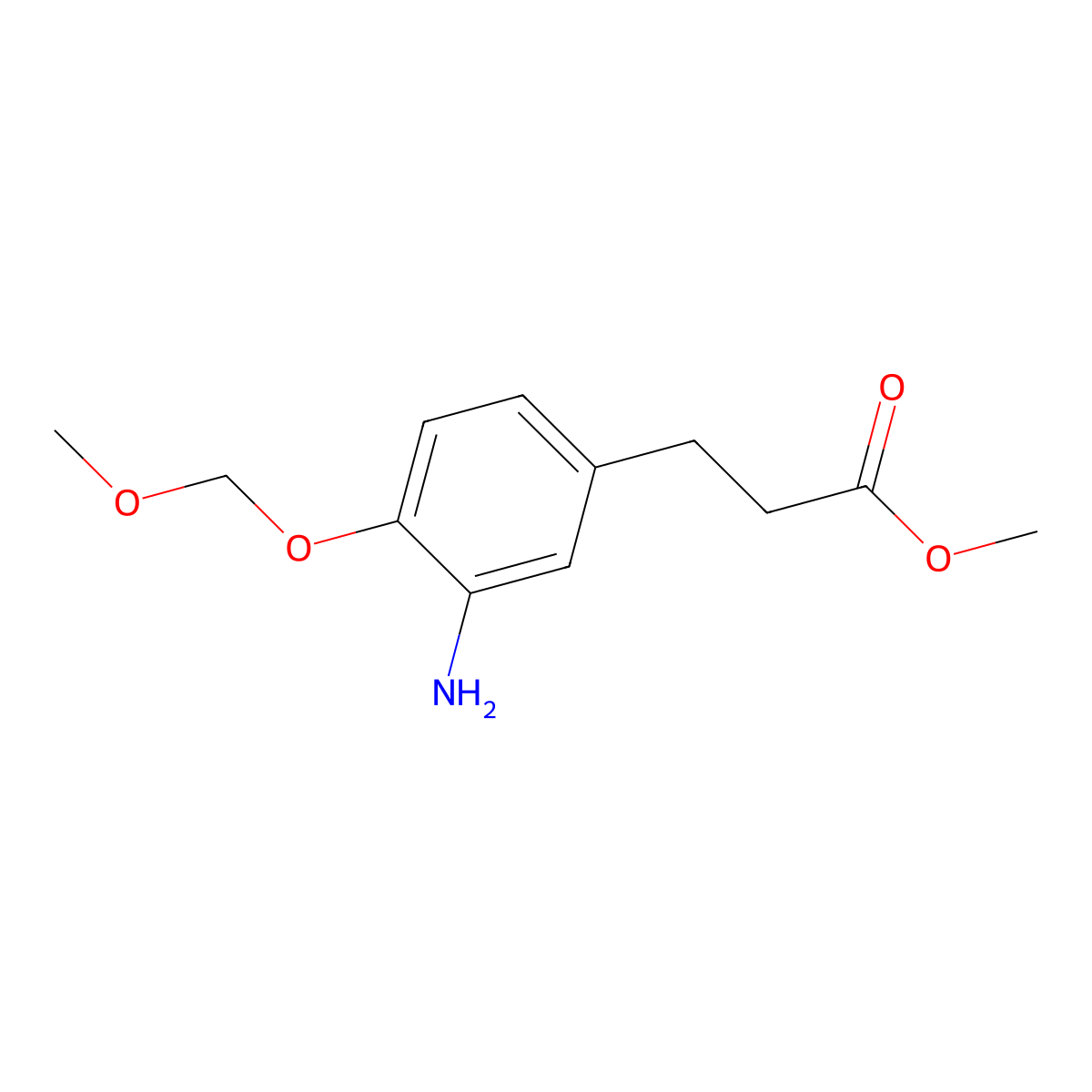 Methyl 3-[3-amino-4-(methoxymethoxy)phenyl]propanoate molecular structure, CAS 2126159-71-3