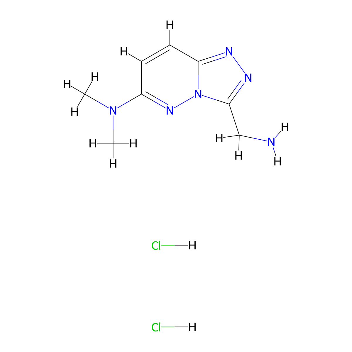 3-(Aminomethyl)-N,N-dimethyl-[1,2,4]triazolo[4,3-b]pyridazin-6-amine dihydrochloride molecular structure, CAS 2126159-74-6