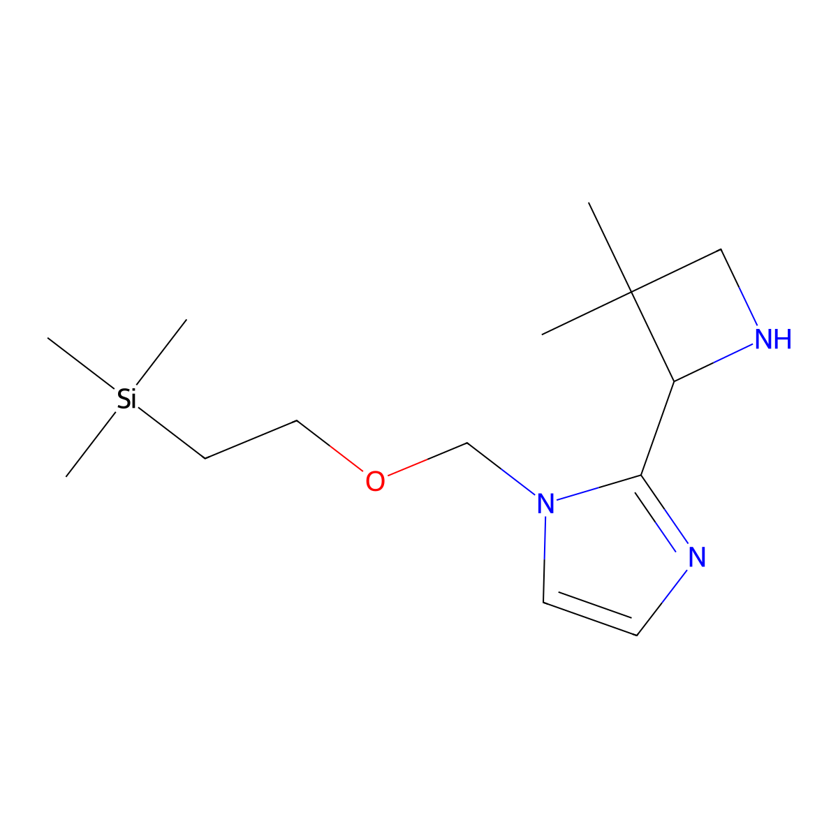2-(3,3-dimethylazetidin-2-yl)-1-{[2-(trimethylsilyl)ethoxy]methyl}-1H-imidazole molecular structure, CAS 2126159-75-7