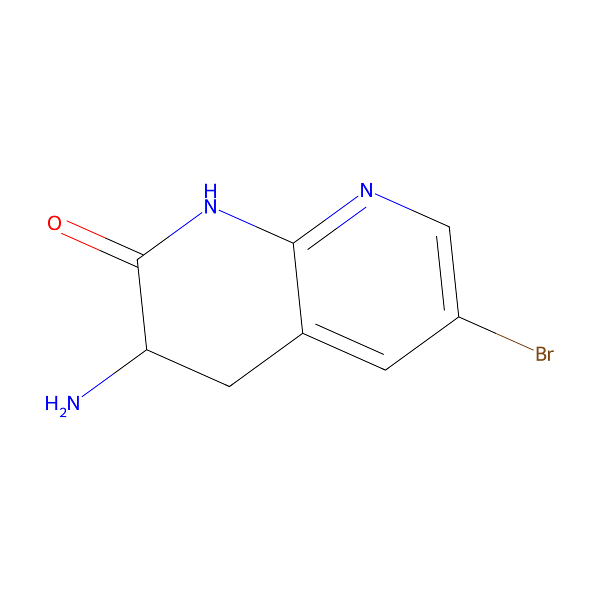 3-Amino-6-bromo-1,2,3,4-tetrahydro-1,8-naphthyridin-2-one molecular structure, CAS 2126159-84-8