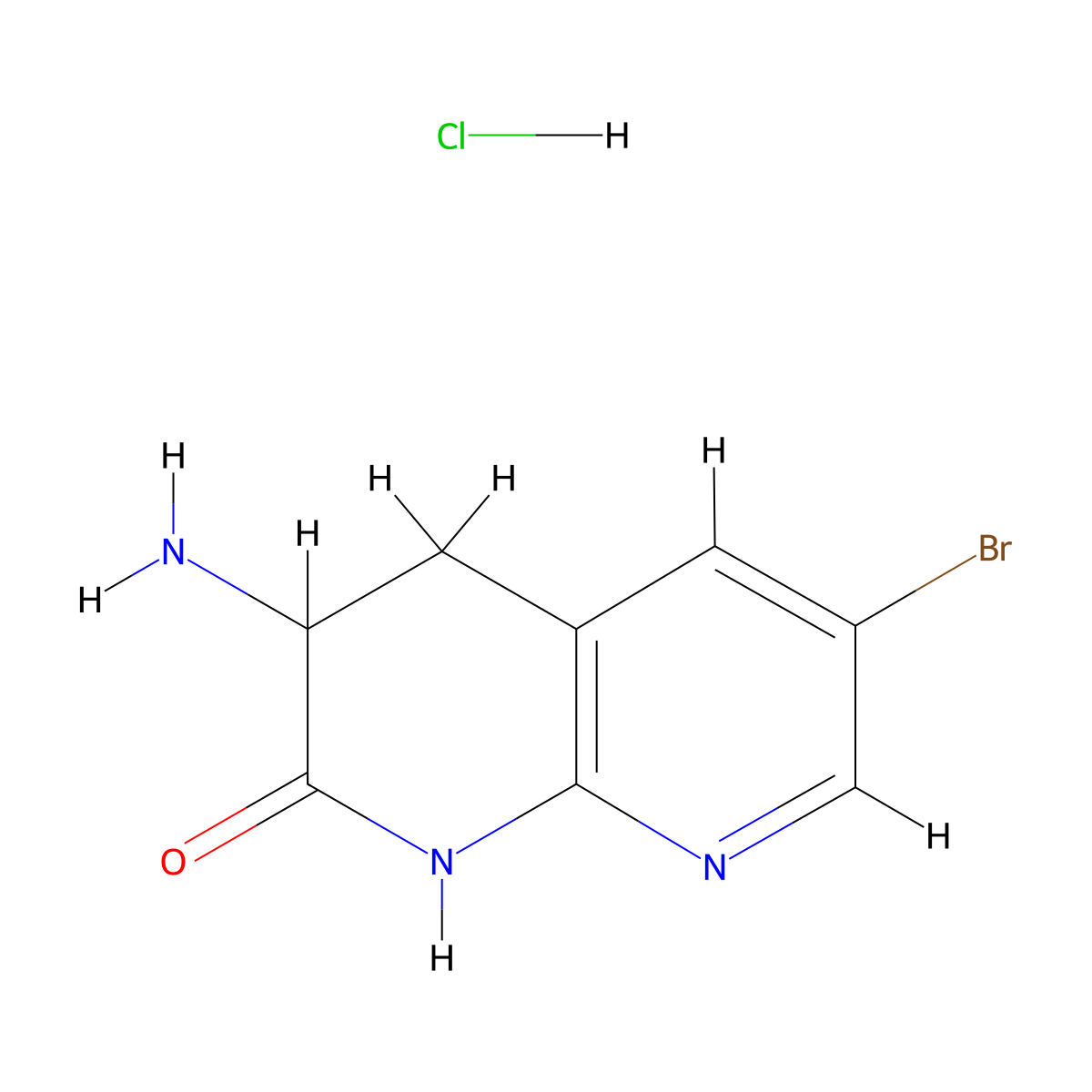 3-Amino-6-bromo-1,2,3,4-tetrahydro-1,8-naphthyridin-2-one hydrochloride molecular structure, CAS 2126159-85-9