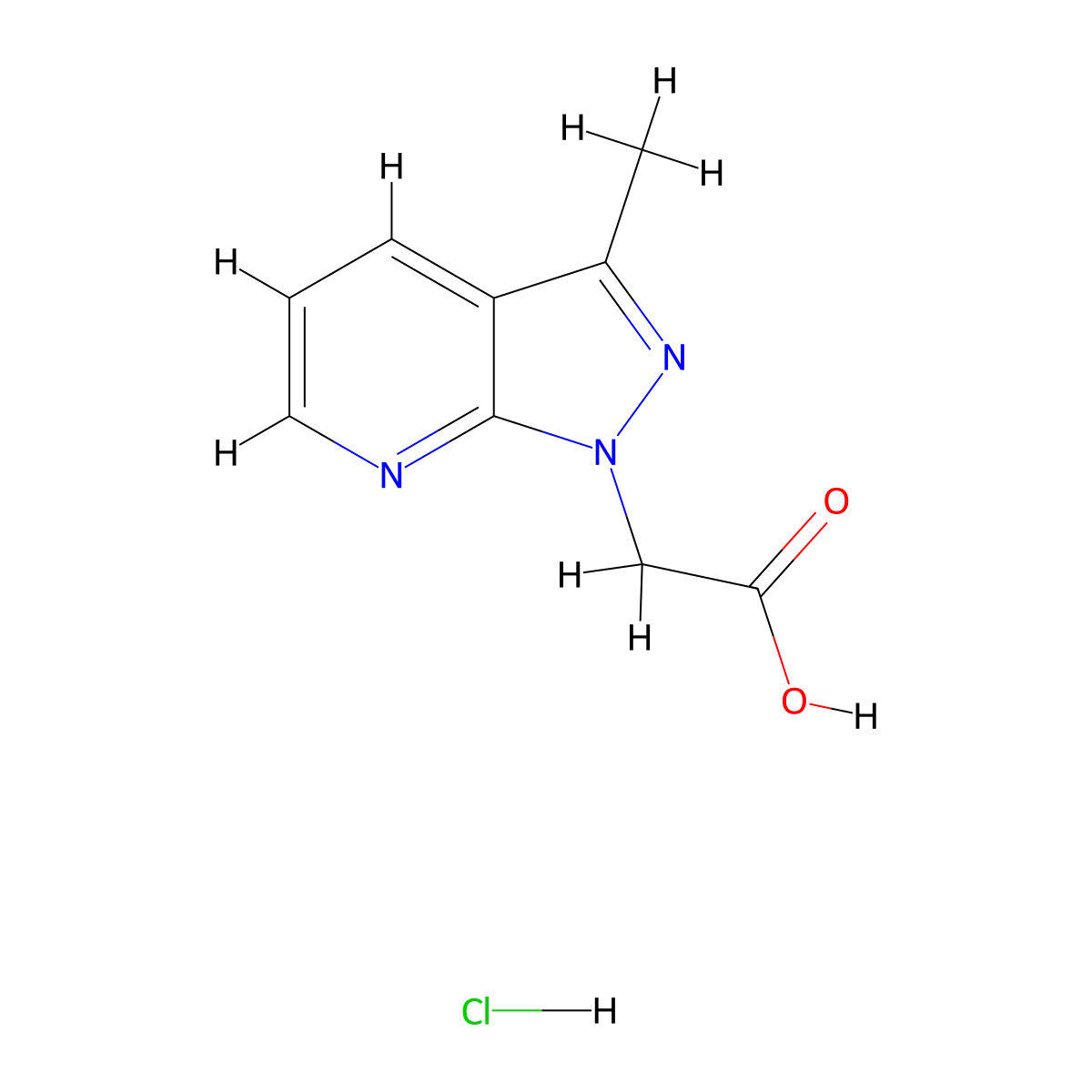 2-{3-methyl-1H-pyrazolo[3,4-b]pyridin-1-yl}acetic acid hydrochloride molecular structure, CAS 2126159-93-9
