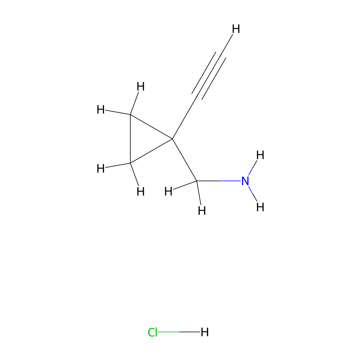 (1-Ethynylcyclopropyl)methanamine hydrochloride molecular structure, CAS 2126159-98-4