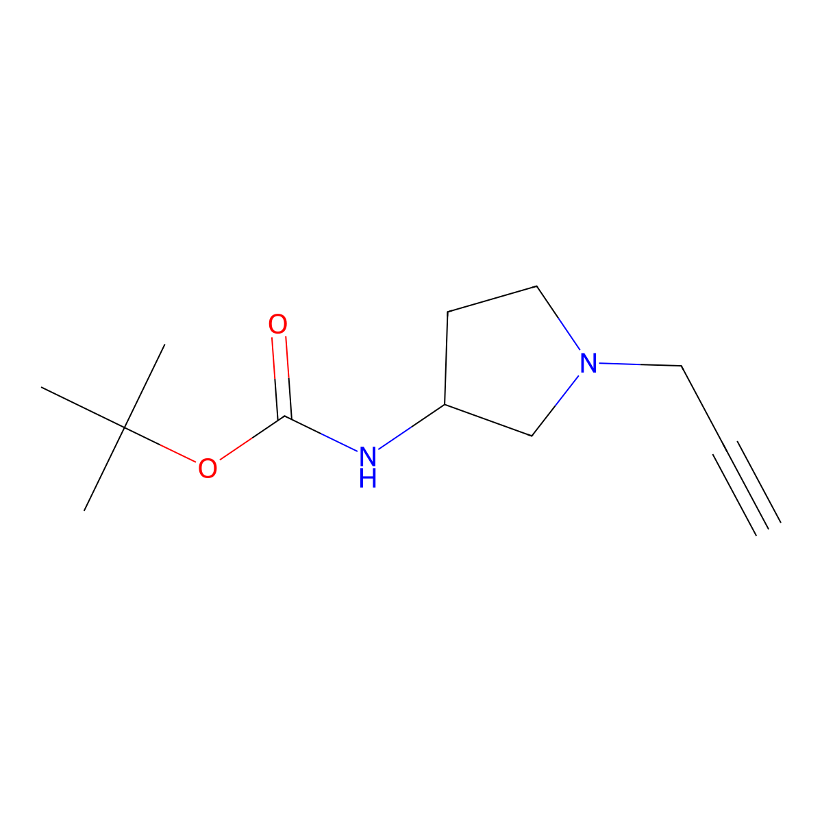 tert-butyl N-[1-(prop-2-yn-1-yl)pyrrolidin-3-yl]carbamate molecular structure, CAS 2126160-00-5