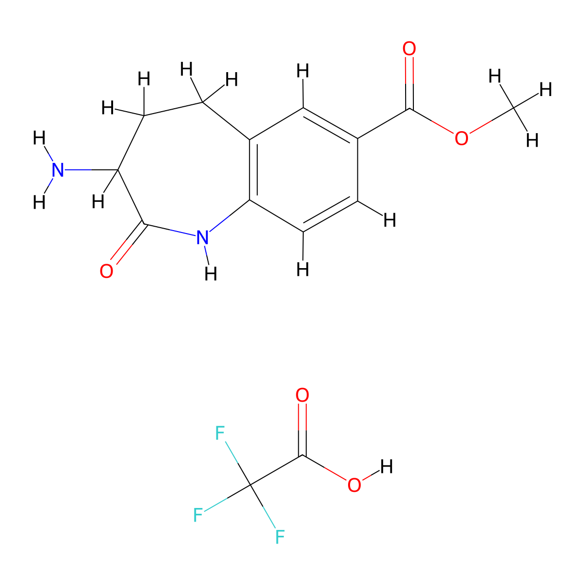 methyl 3-amino-2-oxo-2,3,4,5-tetrahydro-1H-1-benzazepine-7-carboxylate; trifluoroacetic acid molecular structure, CAS 2126160-02-7