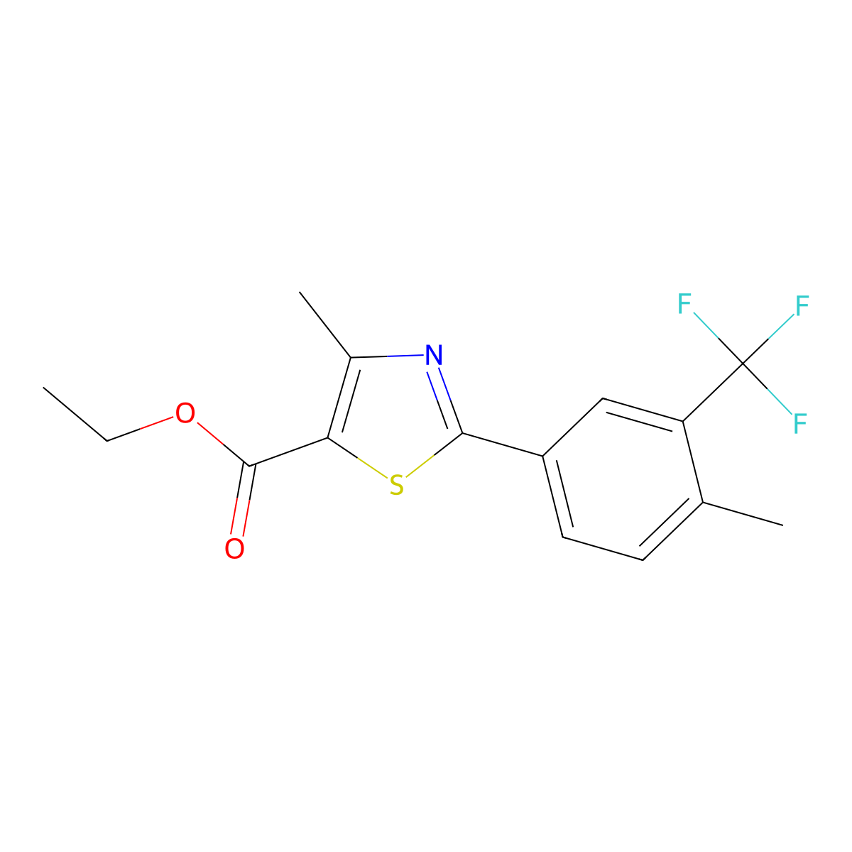 Ethyl 4-methyl-2-[4-methyl-3-(trifluoromethyl)phenyl]-1,3-thiazole-5-carboxylate molecular structure, CAS 2126160-03-8