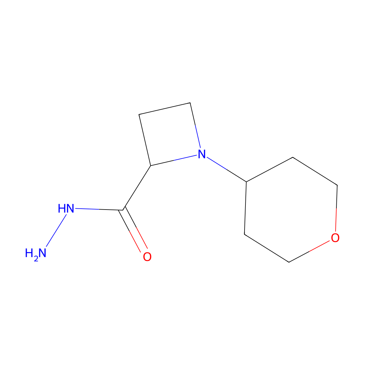 1-(Oxan-4-yl)azetidine-2-carbohydrazide molecular structure, CAS 2126160-08-3