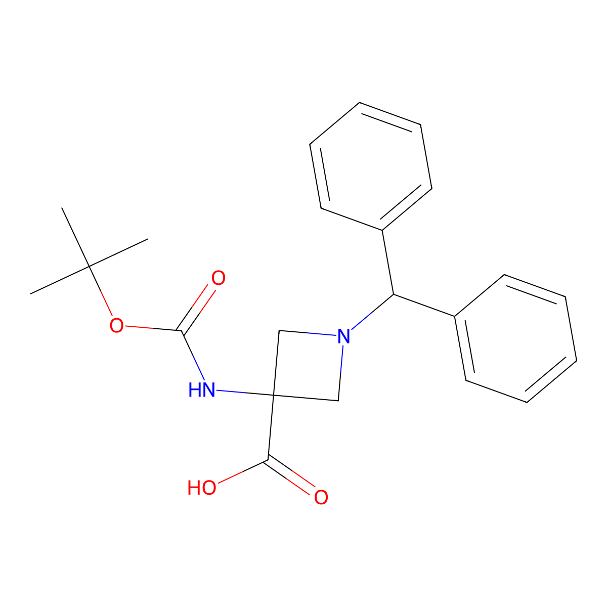3-{[(Tert-butoxy)carbonyl]amino}-1-(diphenylmethyl)azetidine-3-carboxylic acid molecular structure, CAS 2126160-09-4