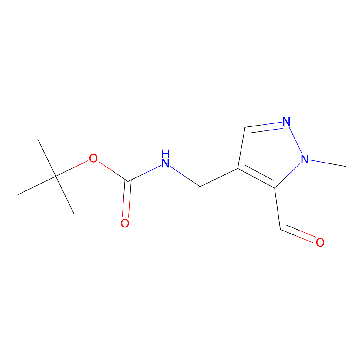 tert-butyl N-[(5-formyl-1-methyl-1H-pyrazol-4-yl)methyl]carbamate molecular structure, CAS 2126160-17-4