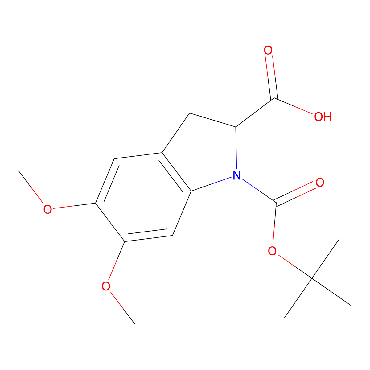 1-[(tert-butoxy)carbonyl]-5,6-dimethoxy-2,3-dihydro-1H-indole-2-carboxylic acid molecular structure, CAS 2126160-23-2
