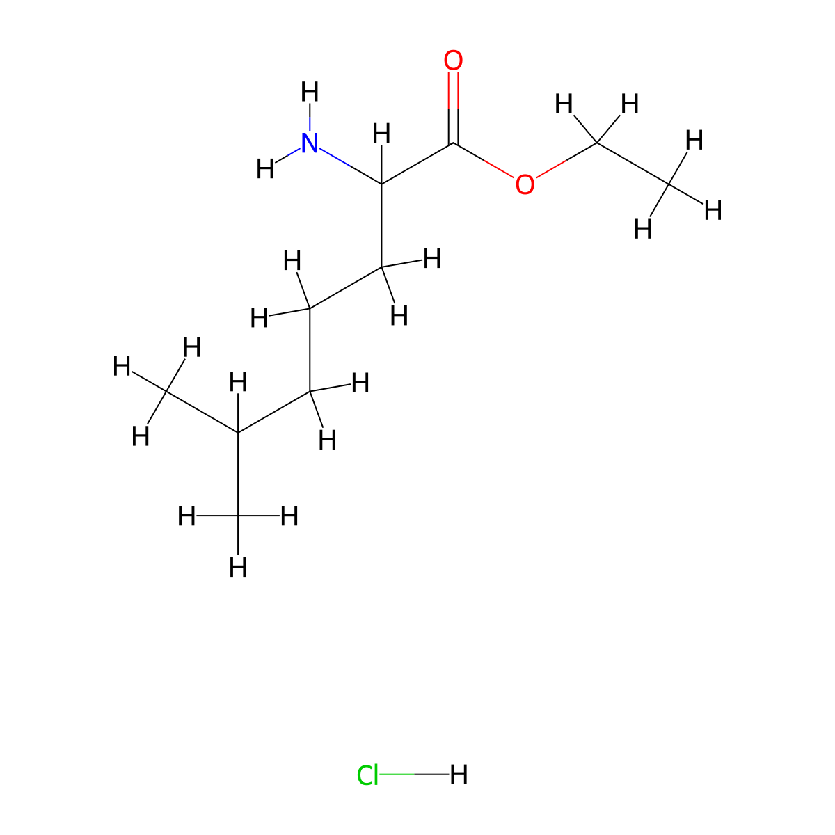 Ethyl 2-amino-6-methylheptanoate hydrochloride molecular structure, CAS 2126160-25-4