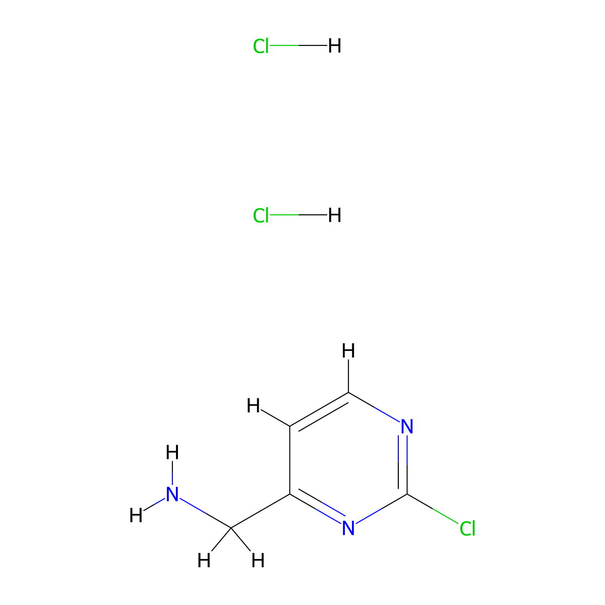 (2-Chloropyrimidin-4-yl)methanamine dihydrochloride molecular structure, CAS 2126160-27-6