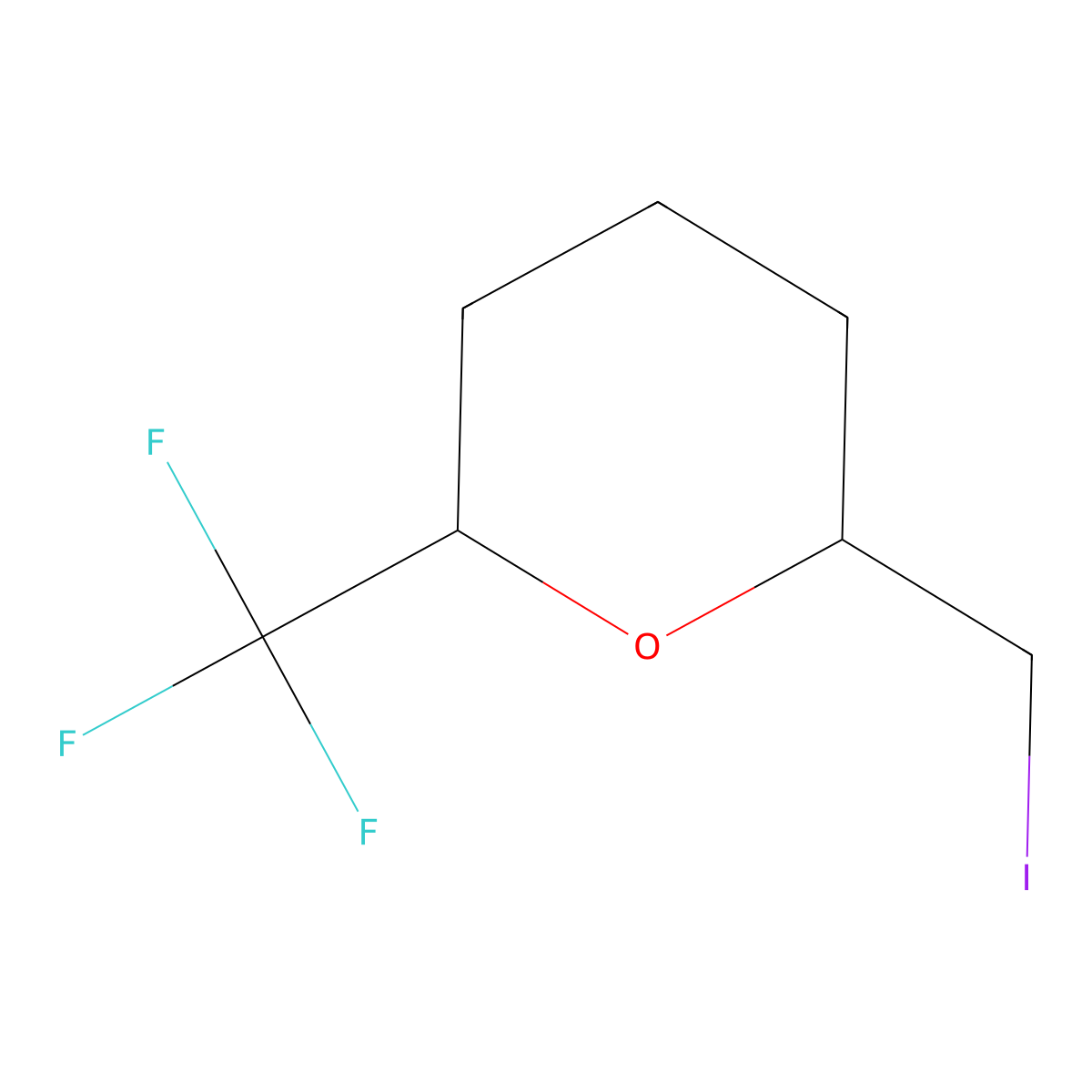 2-(Iodomethyl)-6-(trifluoromethyl)oxane molecular structure, CAS 2126160-29-8