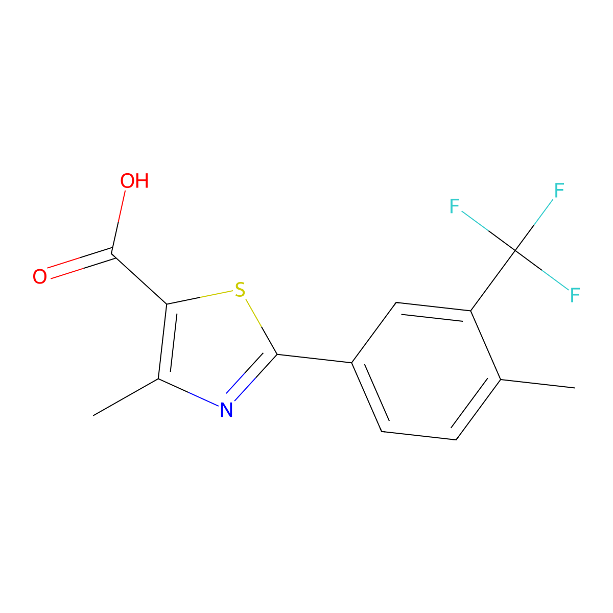4-Methyl-2-[4-methyl-3-(trifluoromethyl)phenyl]-1,3-thiazole-5-carboxylic acid molecular structure, CAS 2126160-36-7
