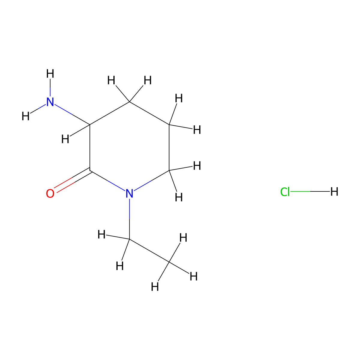3-Amino-1-ethylpiperidin-2-one hydrochloride molecular structure, CAS 2126160-37-8