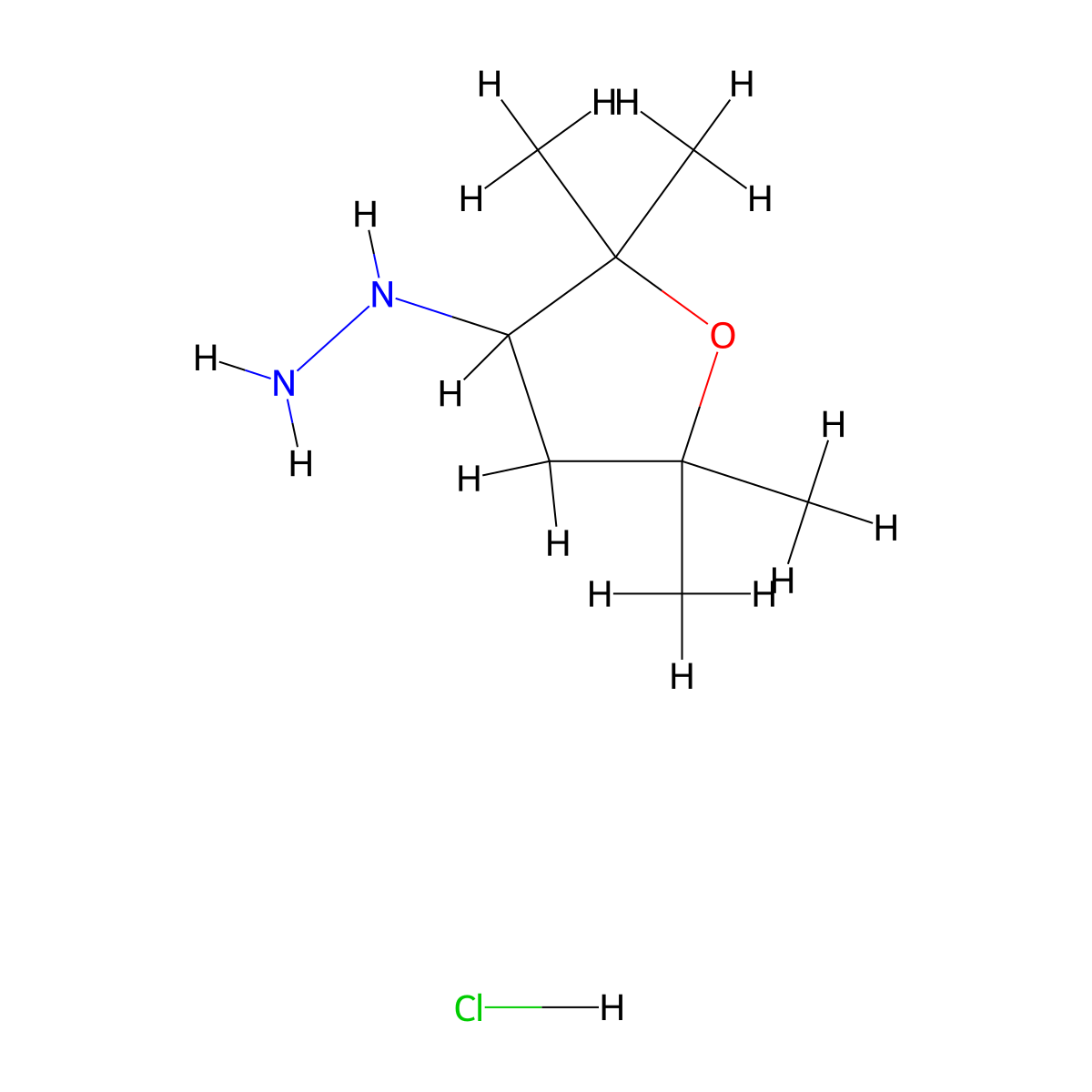 (2,2,5,5-Tetramethyloxolan-3-yl)hydrazine hydrochloride molecular structure, CAS 2126160-48-1
