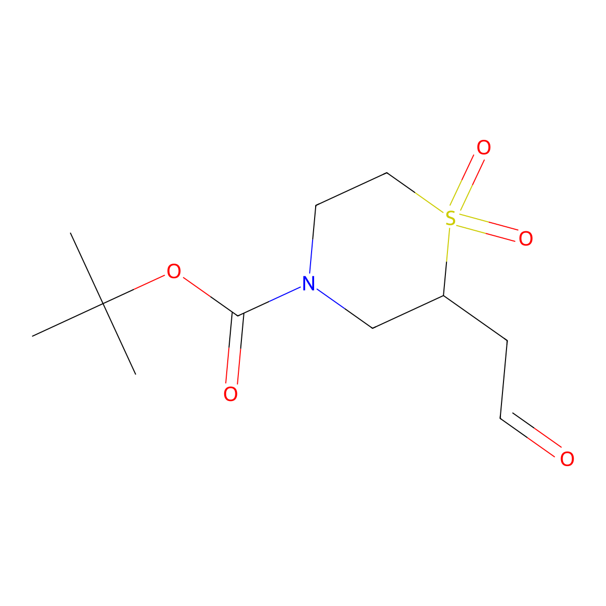 Tert-butyl 1,1-dioxo-2-(2-oxoethyl)-1lambda6-thiomorpholine-4-carboxylate molecular structure, CAS 2126160-58-3