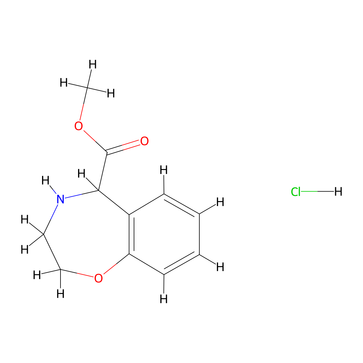 Methyl 2,3,4,5-tetrahydro-1,4-benzoxazepine-5-carboxylate hydrochloride molecular structure, CAS 2126160-59-4