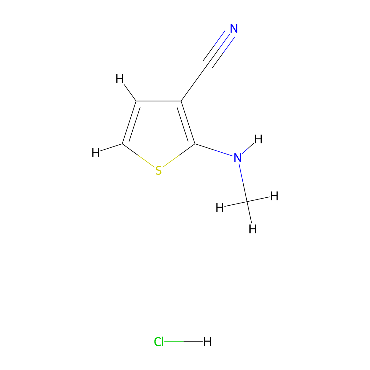2-(Methylamino)thiophene-3-carbonitrile hydrochloride molecular structure, CAS 2126160-62-9